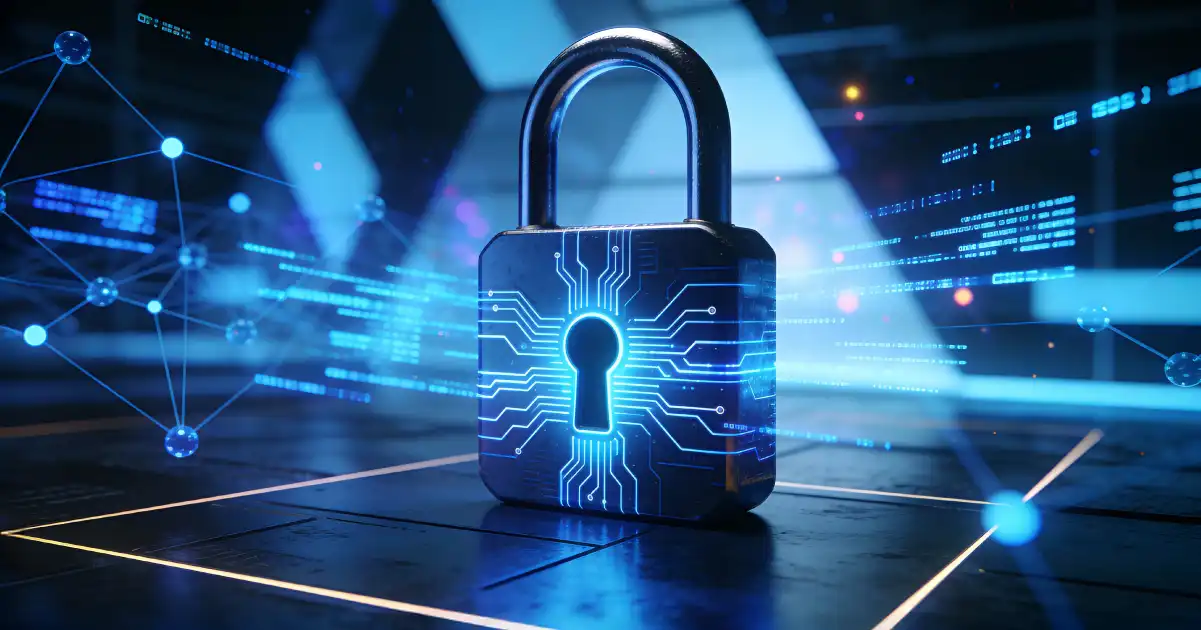 Cerradura digital con estadísticas y datos relacionados en un entorno cibernético.