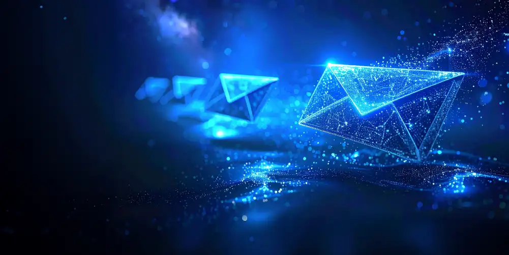 Blue Email Envelopes Floating In Cyberspace