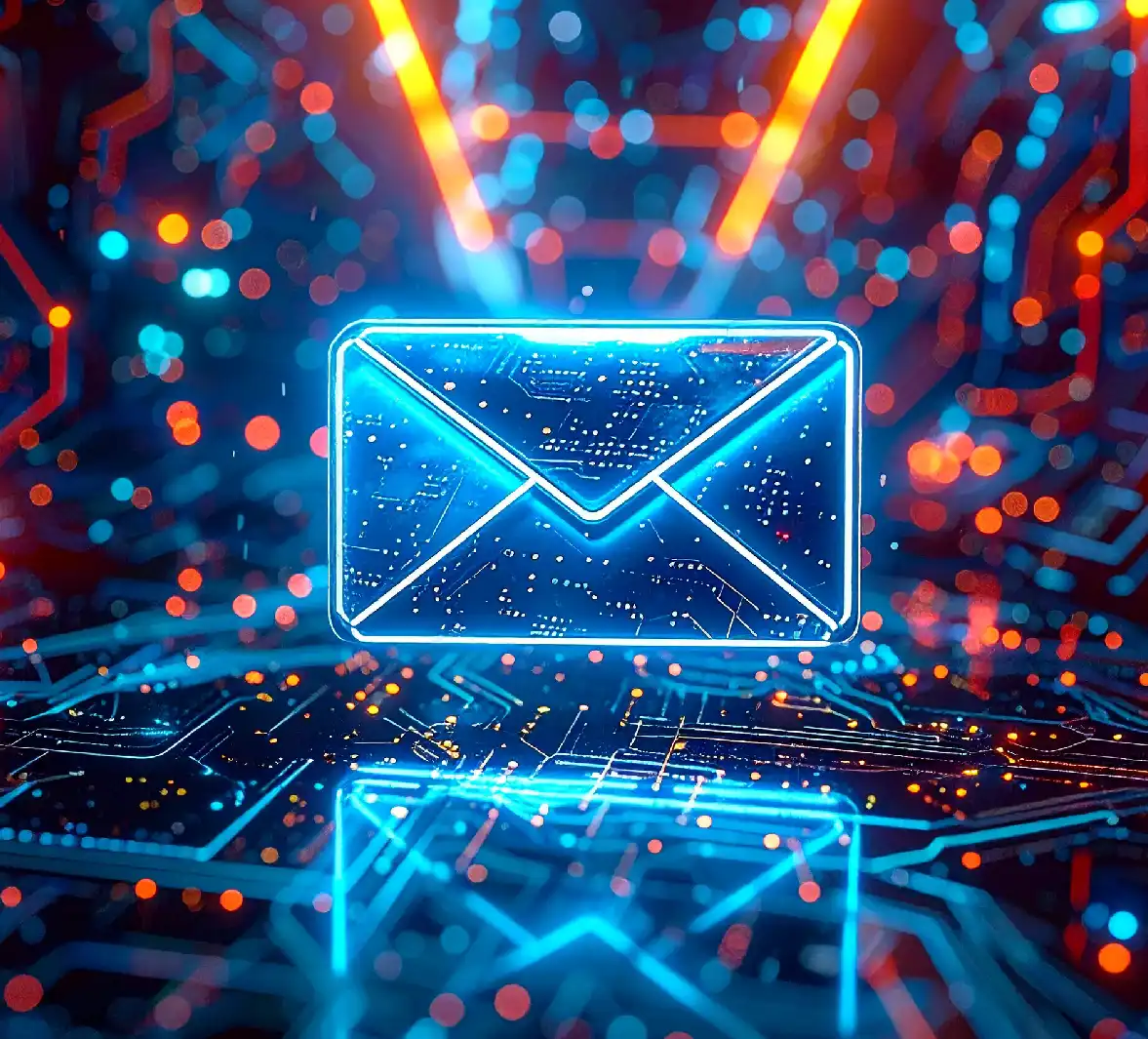 Icono de sobre de correo electrónico en un entorno digital