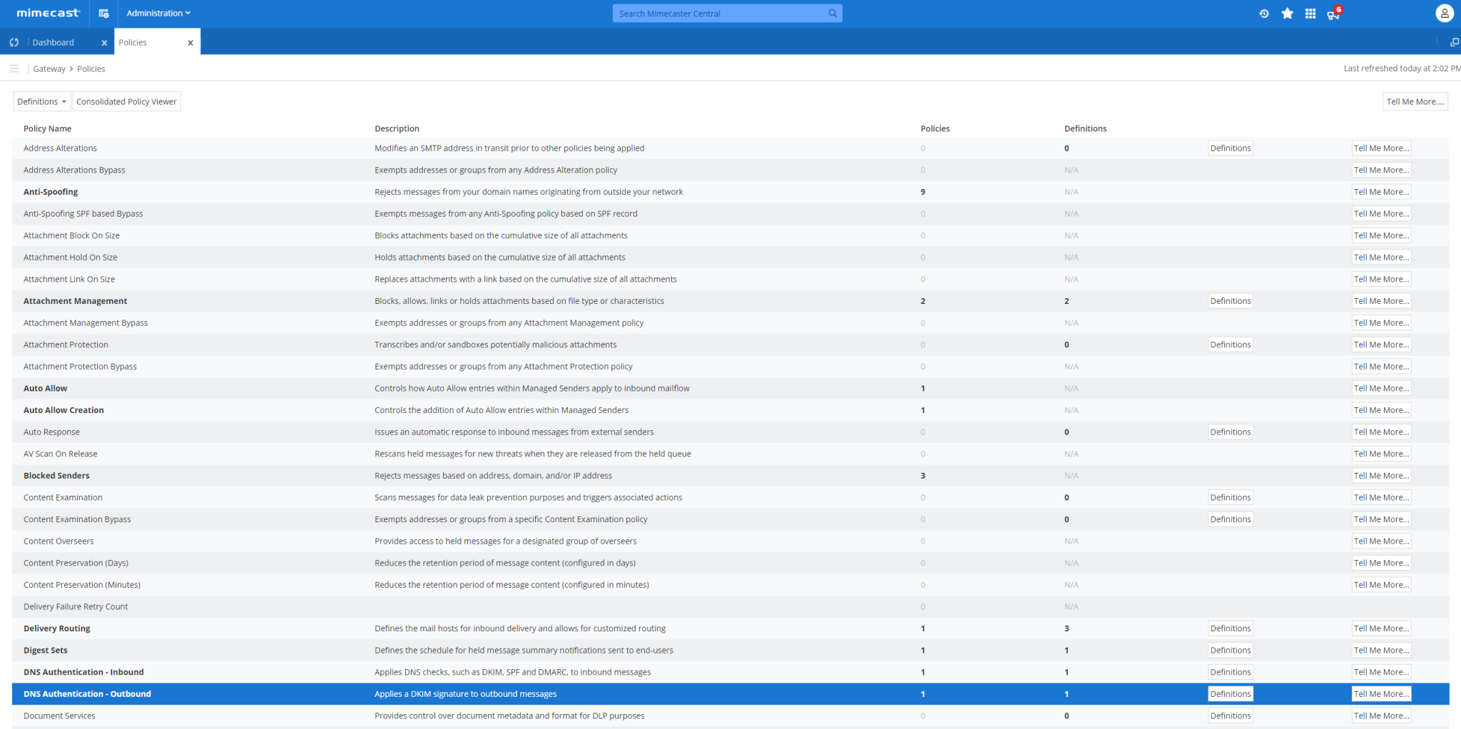 Captura de pantalla de Mimecast Dkim 8