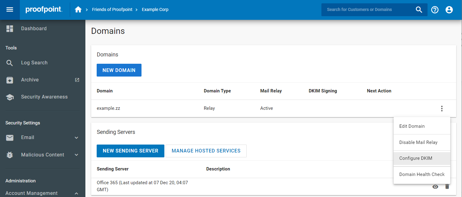 Proofpoint Dkim Captura de pantalla 1
